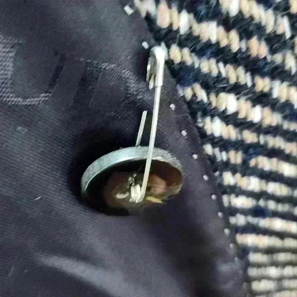 Women's Black and White Herringbone Coat - Picture 9 of 9